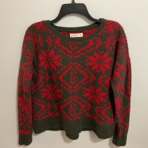 Abercrombie and Fitch Fair Isle Nordic Red and Grey Sweater, Size M/L